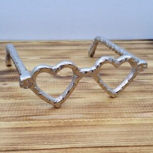 Heart Shape Home Abstract Silver Aluminum Glasses Sculpture Cast Aluminum Kitsch